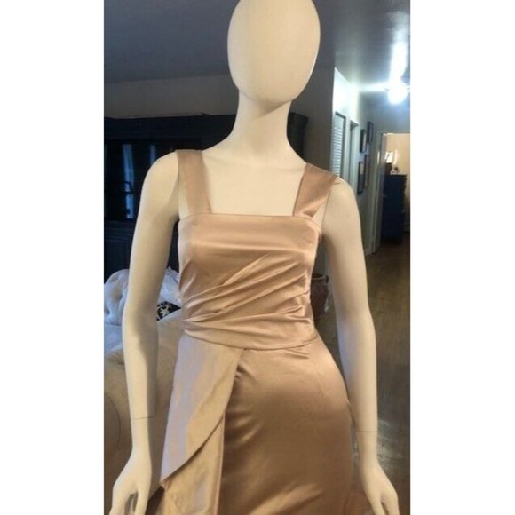 NWT $1K TEMPERLEY LONDON CHAMPANGE COLOR ASYMMETRICAL PLEATED DRESS SZ US 4 UK 8 - Picture 4 of 10